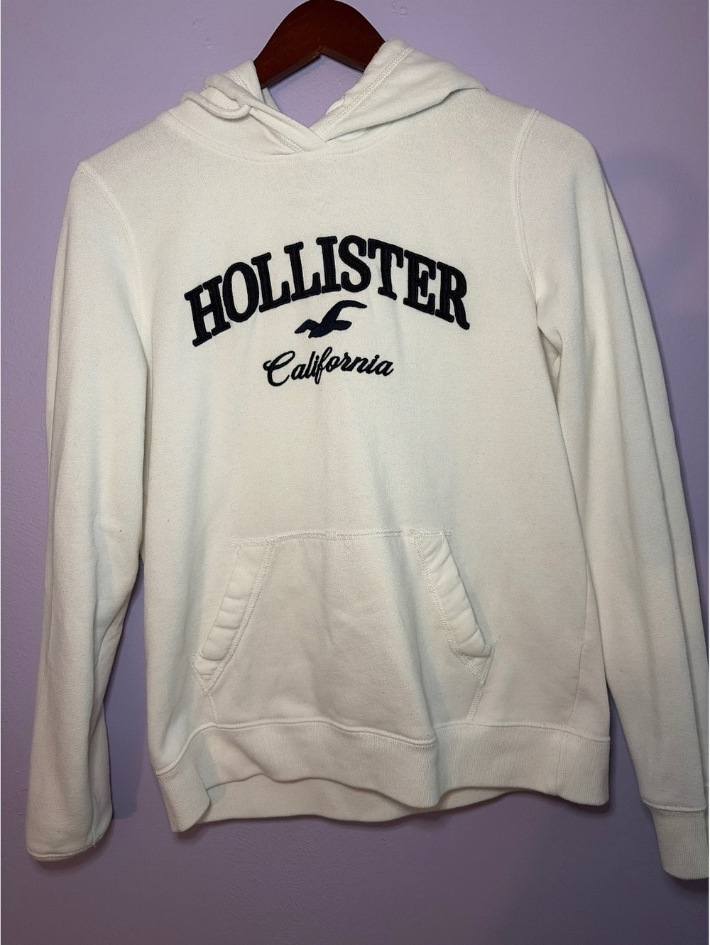 Hollister White California Logo Hoodie Sweatshirt Size Small